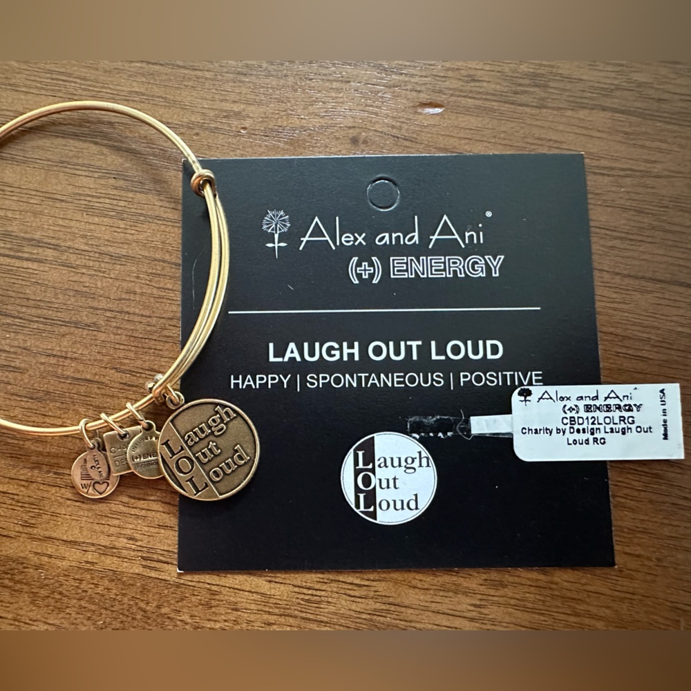 Alex and Ani Vintage 2012 Russian Gold “Laugh Out Loud” expanding charm Bracelet